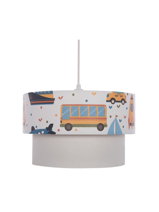 HomeMarkt Transport Toys Μονόφωτο Παιδικό Φωτιστικό Κρεμαστό από Ύφασμα 60W με Υποδοχή E27 Λευκό 30x20cm