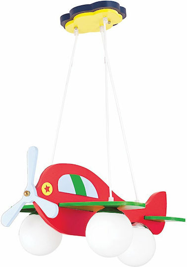 ARlight Flugzeug Kronleuchter Kinderdeckenleuchte Deckenleuchte 40W mit Fassung E27 Rot 50cm