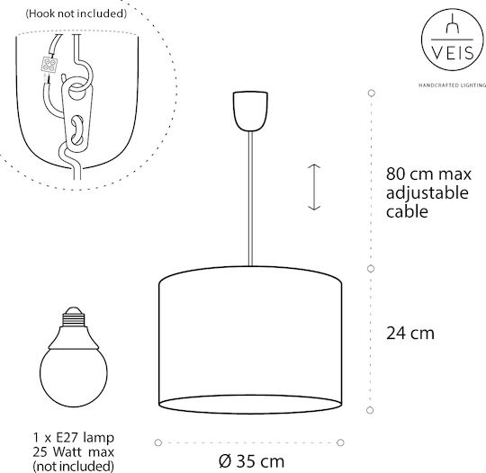 Veis Kids Single Ceiling Light E27 Sleepy 15W 24cm