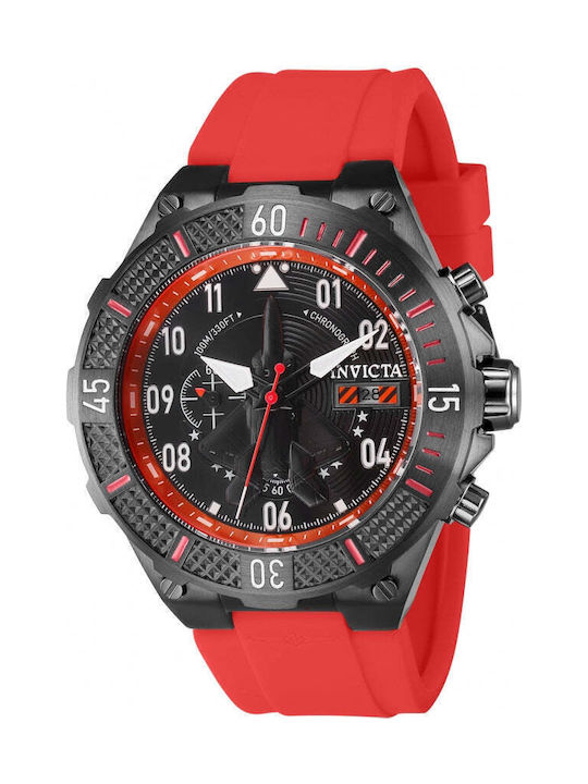 Invicta Aviator Ceas Bărbătesc 50mm Baterie cu Roșie Curea din Cauciuc