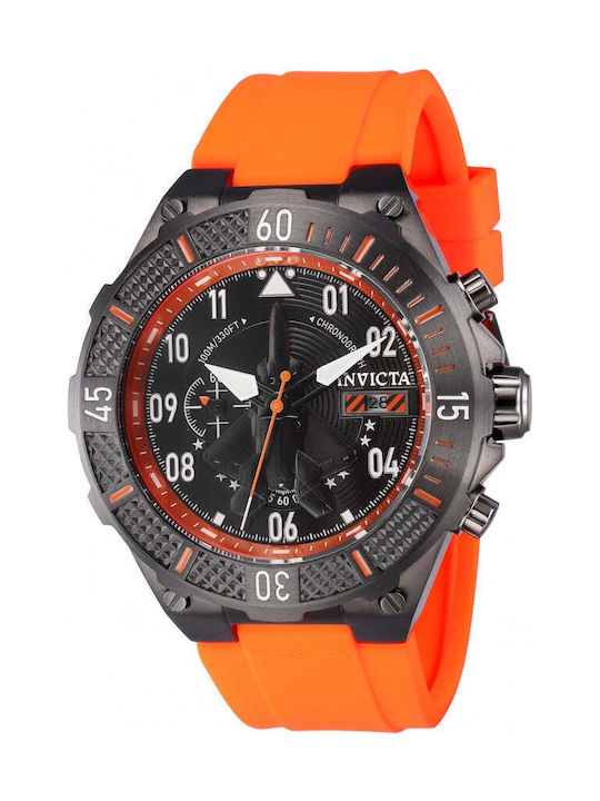Invicta Aviator Ανδρικό Ρολόι 50mm Μπαταρίας με Πορτοκαλί