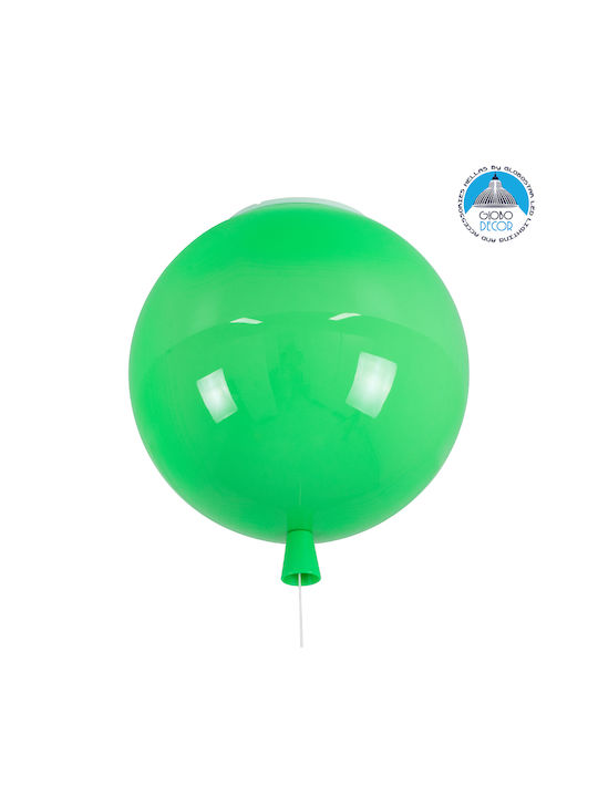 GloboStar Kids Plastic Single Ceiling Light E27 Balloon Green 30x33cm