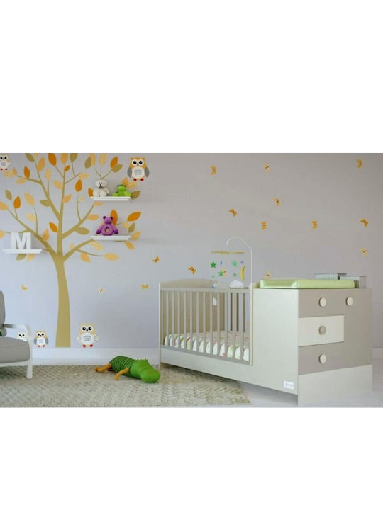 Asterias Bebe Pătuț Bebeluși Multifuncțional Angel Alb/Cappuchino pentru Saltea 90x200cm
