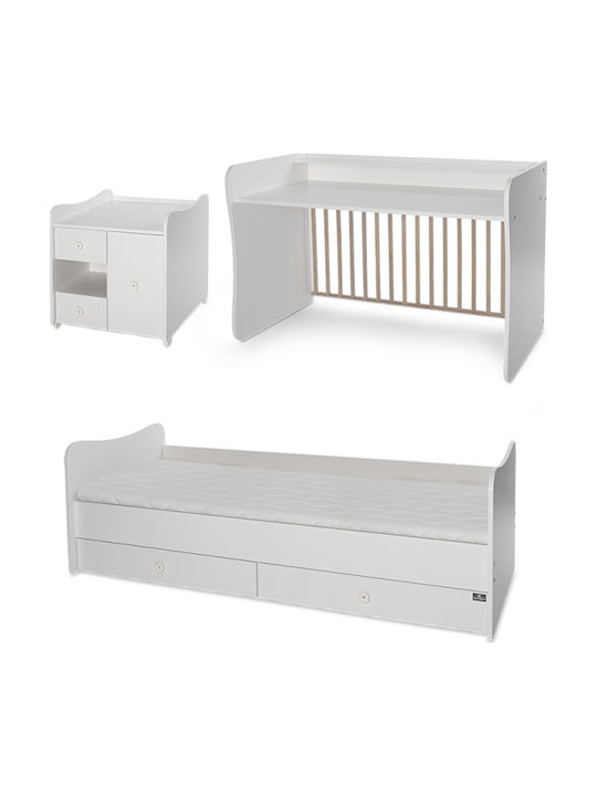 Lorelli Convertible Baby Crib Minimax White with Mattress 60x120cm