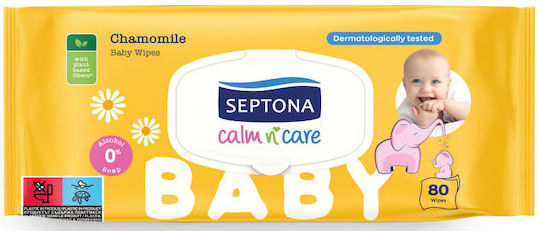 Septona Calm n' Care Chamomile Baby Wipes without Alcohol & Parabens 80pcs