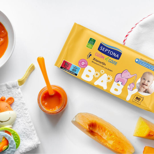 Septona Calm n' Care Chamomile Baby Wipes without Alcohol & Parabens 80pcs