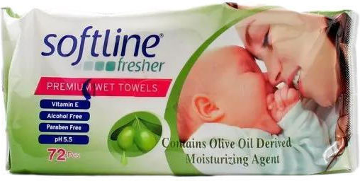 Softline Fresher Premium Babytücher ohne Alkohol & Parabene 72Stk