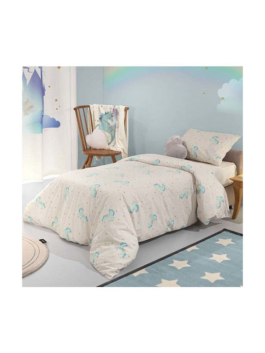 Saint Clair Set Kids Duvet Cover Single with Pillowcase Cotton Aqua 160x220cm