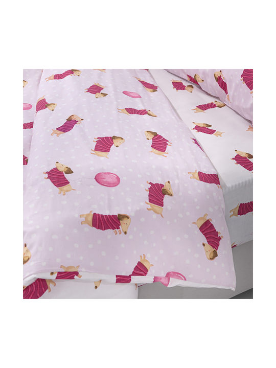 Saint Clair Set Kids Duvet Cover Single with Pillowcase Cotton Fuchsia 165x225cm
