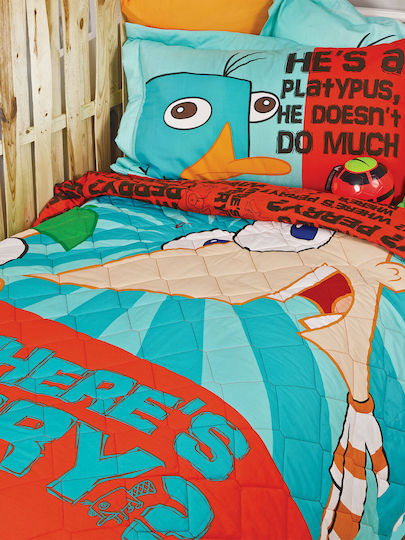 Palamaiki Phineas & Ferb Set Kids Duvet Cover Single with Pillowcase Cotton Multicolored 170x250cm