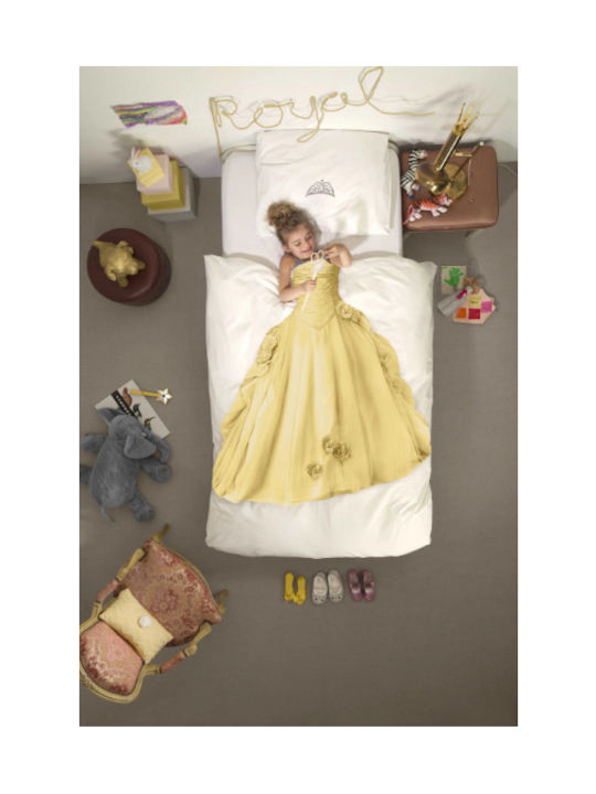Snurk Princess Σετ Παιδική Παπλωματοθήκη Μονή με Μαξιλαροθήκη Κίτρινη 140x200εκ.