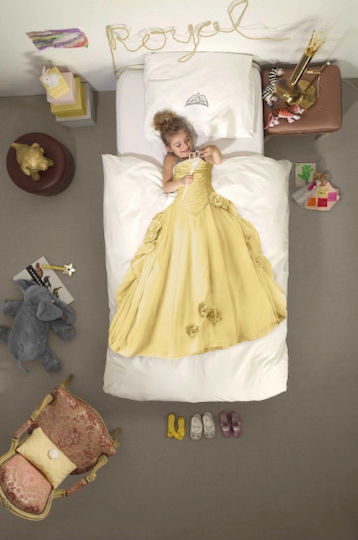 Snurk Princess Set Kids Duvet Cover Single with Pillowcase Yellow 140x200cm