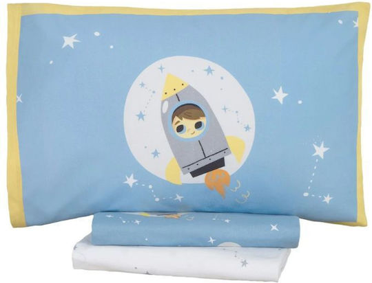 Nima To The Moon Set Kids Duvet Cover Single with Pillowcase Cotton Blue 160x240cm