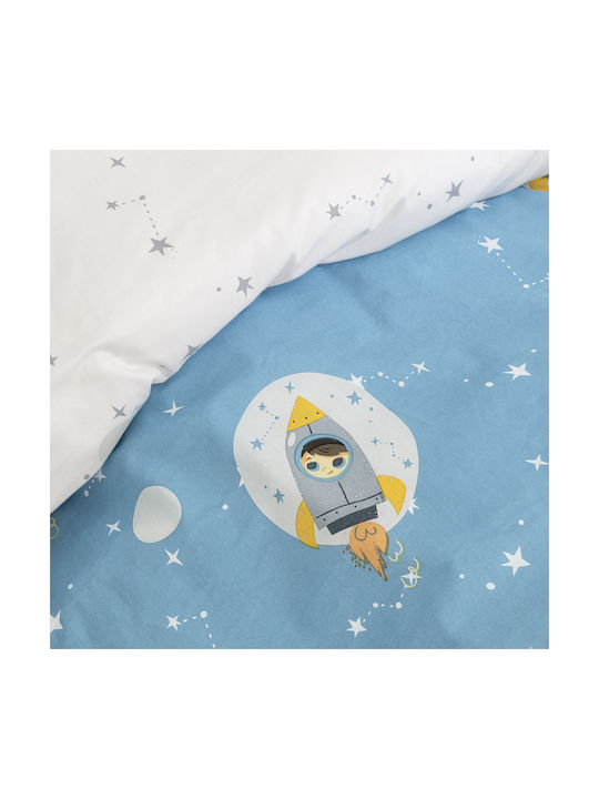 Nima To The Moon Set Kinderbettbezug Einzel mit Kissenbezug Baumwolle Blau 160x240cm