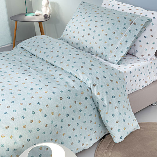 Guy Laroche Paw Kids Duvet Cover Single Cotton Ciel 165x225cm