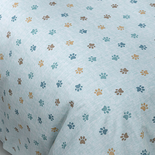 Guy Laroche Paw Kids Duvet Cover Single Cotton Ciel 165x225cm