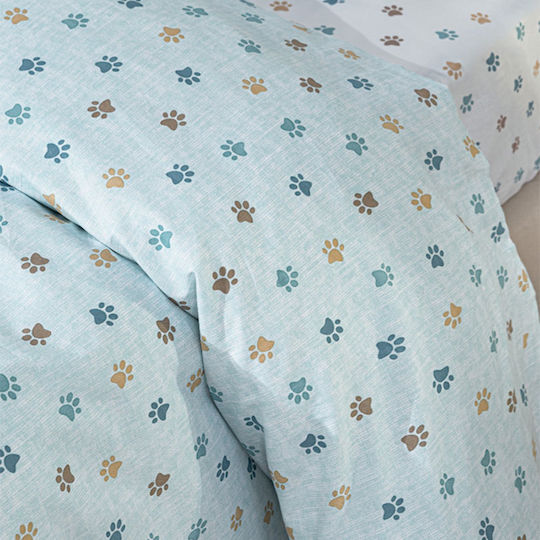 Guy Laroche Paw Kids Duvet Cover Single Cotton Ciel 165x225cm