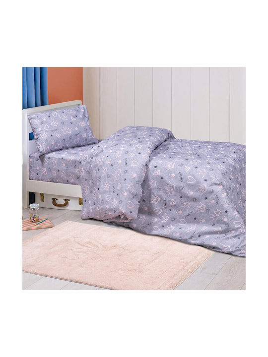 Beauty Home Queen Art Set Kids Duvet Cover Single with Pillowcase Cotton Purple 170x245cm