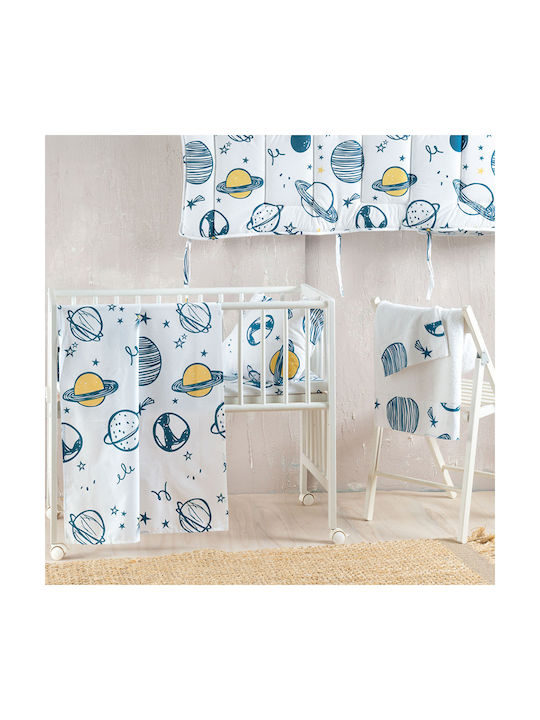 Rythmos Saturn Set Kids Duvet Cover Single with Pillowcase Cotton White 160x250cm