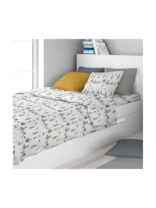 Dimcol Kids Duvet Cover Single White-Grey