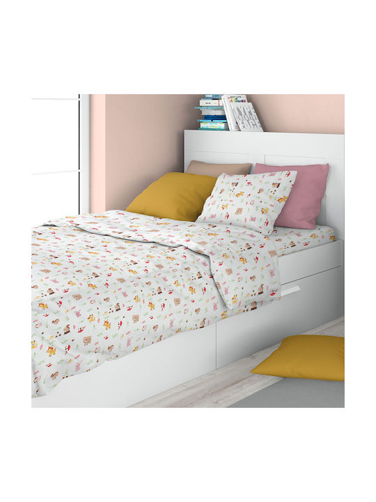 Dimcol Kids Duvet Cover Single White-Pink