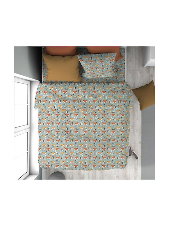 Dimcol Kids Duvet Cover Single Cotton Pale Cyan 160x240cm