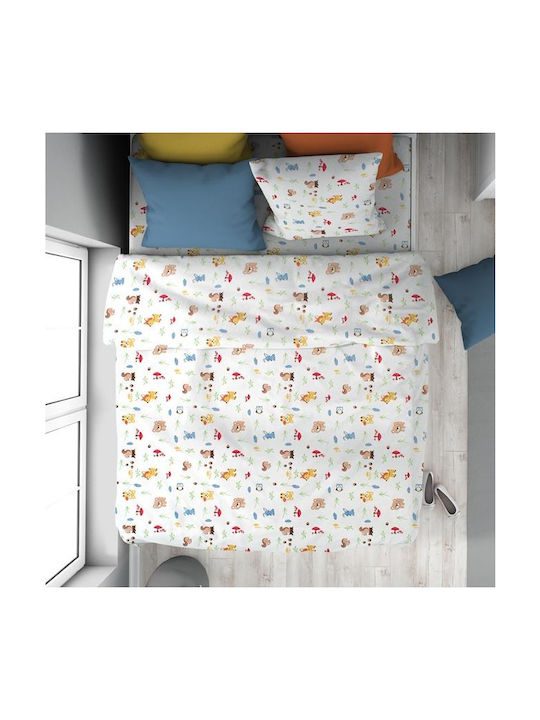 Dimcol Kinderbettbezug Einzel Baumwolle White-sky Blue 160x240cm