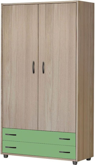 Nr 3 Zwei Türen Kinderkleiderschrank mit 2 Schubladen Lapte-Blau 90x50x180cm