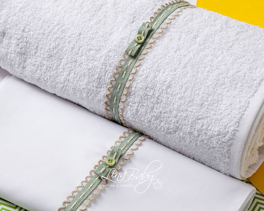 Lina Baby Set Christening Oilcloths White 2 Pieces