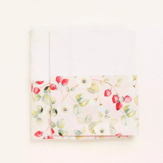 Beauty Home Set Christening Oilcloths Strawberries Flowers Beige 3 Pieces