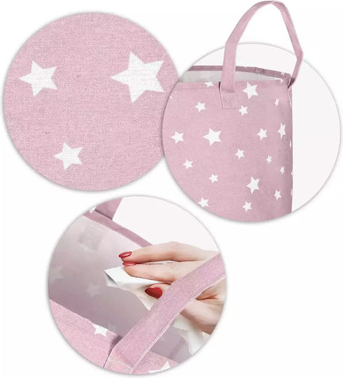 Ricokids Kinder Wäschekorb aus Stoff Sterne Rosa 60x35cm 1Stück