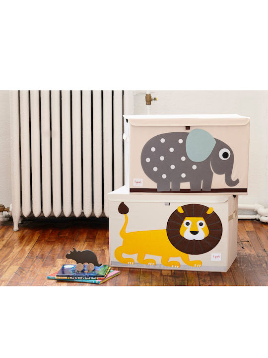 3 Sprouts Children's Folding Storage Box made of Fabric Lion Yellow 61x37x38cm 1pcs