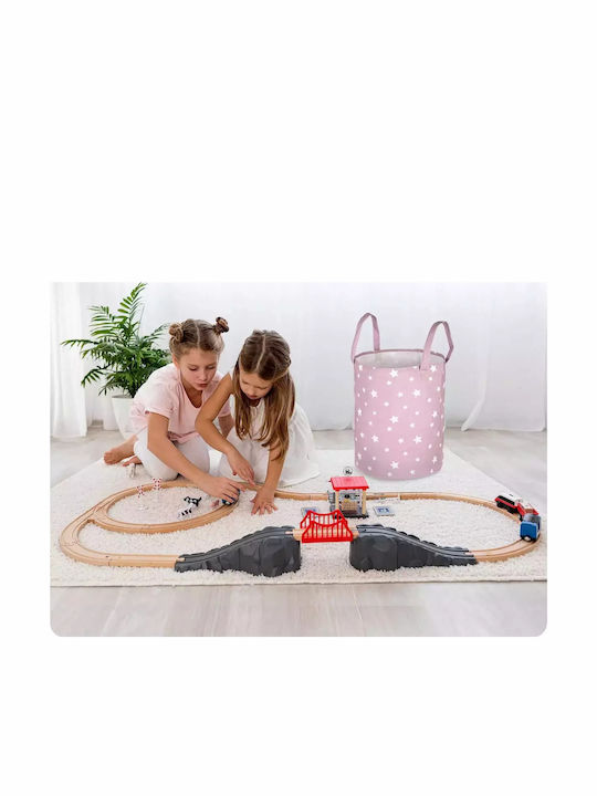 Ricokids Παιδικό Καλάθι Απλύτων από Ύφασμα Αστέρια Ροζ 60x35cm