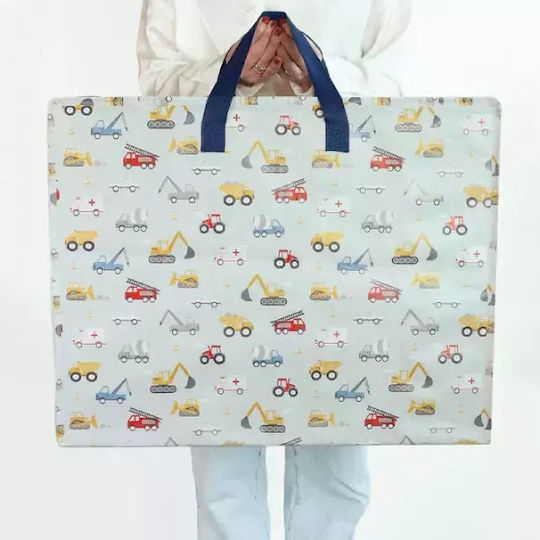A Little Lovely Company Kinder Aufbewahrungsbox aus Kunststoff Vehicles Hellblau 58x45cm 1Stück