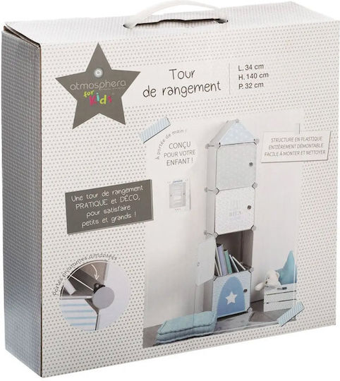 Atmosphera Toy Storage System made of Fabric Blue 34x32x140cm 4pcs