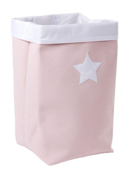 Childhome Παιδικό Καλάθι Απλύτων από Ύφασμα Canvas Star Ροζ 32x32x32cm