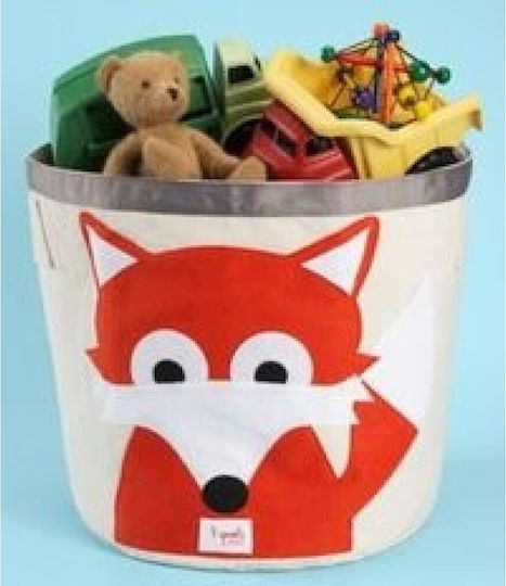 3 Sprouts Παιδικό Καλάθι Αποθήκευσης από Ύφασμα Fox Κόκκινο 43x43x45cm