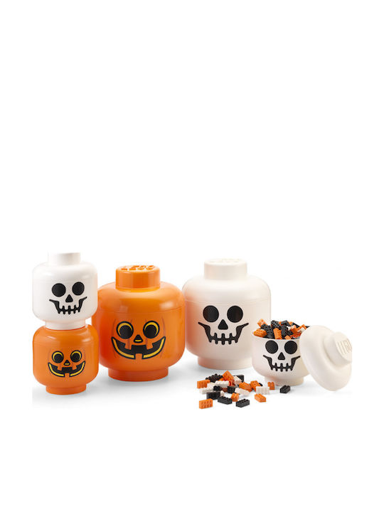 Room Copenhagen Παιδικό Κουτί Αποθήκευσης από Πλαστικό Lego Head Pumpkin Πορτοκαλί 24x24x27cm