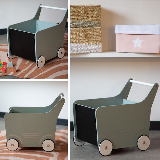 Childhome din Lemn Wooden Stroller Verde 49x34x43cm 1buc