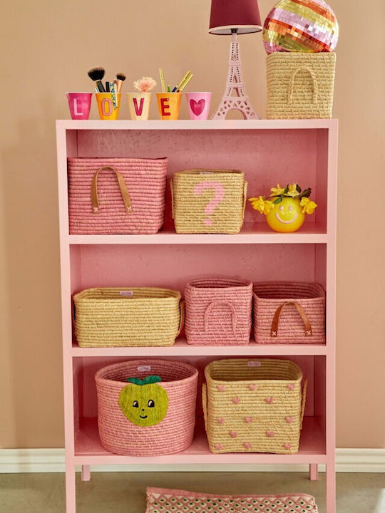 Rice Παιδικό Καλάθι Αποθήκευσης από Ύφασμα Hanging Small Square Raffia Basket Μπεζ