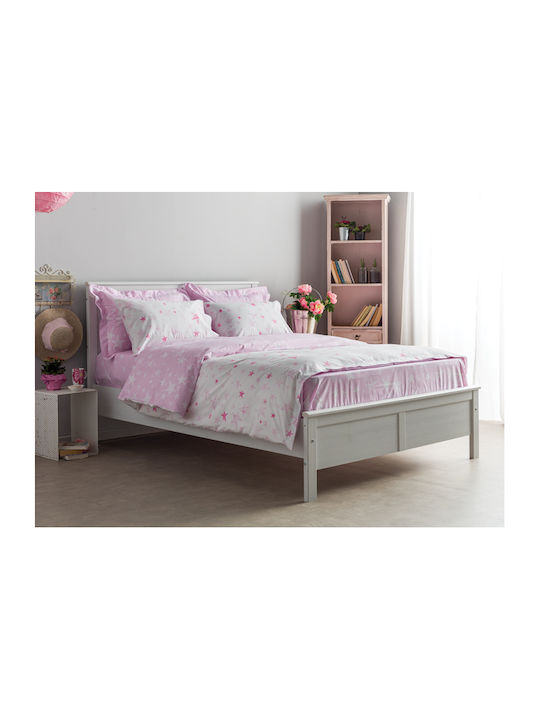 Charalambidis Textiles Γαλαξίας Παιδική Μαξιλαροθήκη 52x72εκ. Λευκή/Ροζ