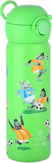 Estia Wonder Bottle Save the Aegean Kinderflasche Thermos Fußball Rostfreier Stahl mit Strohhalm Auslaufsicher Jungle Kick 500ml