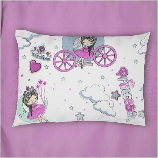 Dimcol Princess Παιδική Μαξιλαροθήκη 50x70εκ. White-lila