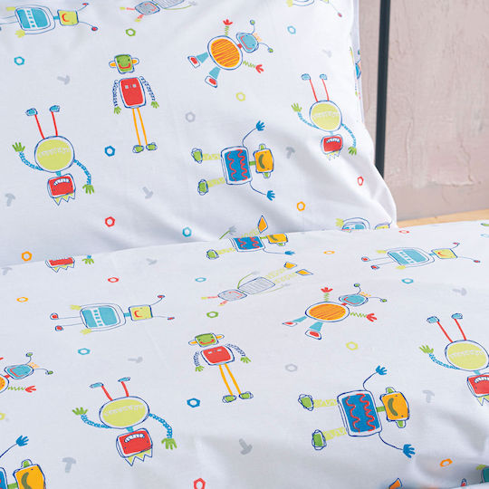 Rythmos Robot Chat Kids Cotton Pillowcase Set 50x70cm White