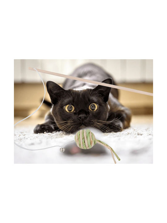 Cat Toy – Rod with Little Ball & Bell – Wooden Handle 05p-19425