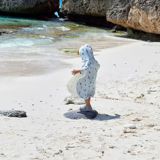 Lassig Kid's Beach Poncho UPF 80 Protection Crocodile Blue 60x60cm