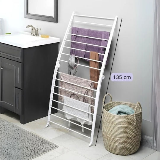 Compact Folding Floor Clothes Drying Rack Metallic With Hanging Length 20m