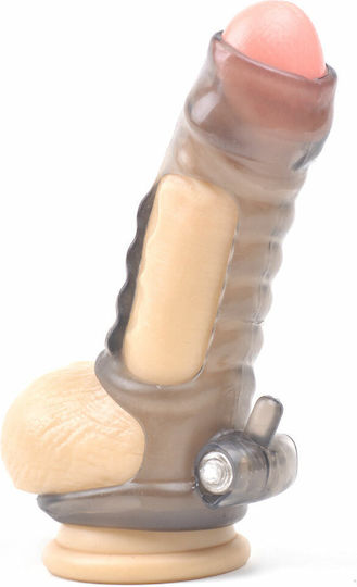 Clear Black Vibrating Penis Sleeve 11 Cm