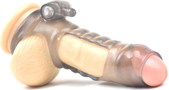 Clear Black Vibrating Penis Sleeve 11 Cm