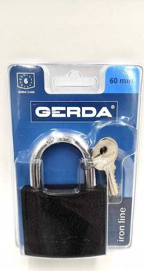 Gerda Steel Padlock Brass with Key 60mm Black 1pcs